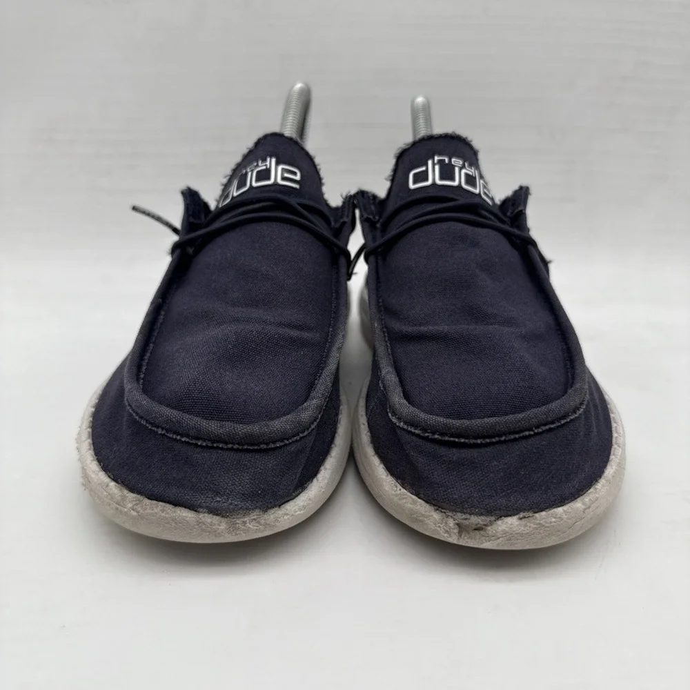 Hey Dude Wally Navy Blue Shoes Boys Girls Youth Sz Y6 L7 Slip On Comfort Shoes